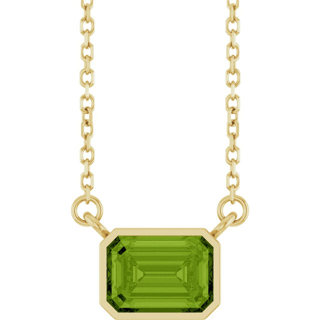14K Yellow Gold Natural Peridot 18" Necklace 
