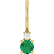 14K Yellow Gold Lab-Grown Emerald & .02 CT Natural Diamond Charm/Pendant
