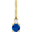 14K Yellow Gold Natural Blue Sapphire & .02 CT Natural Diamond Charm/Pendant