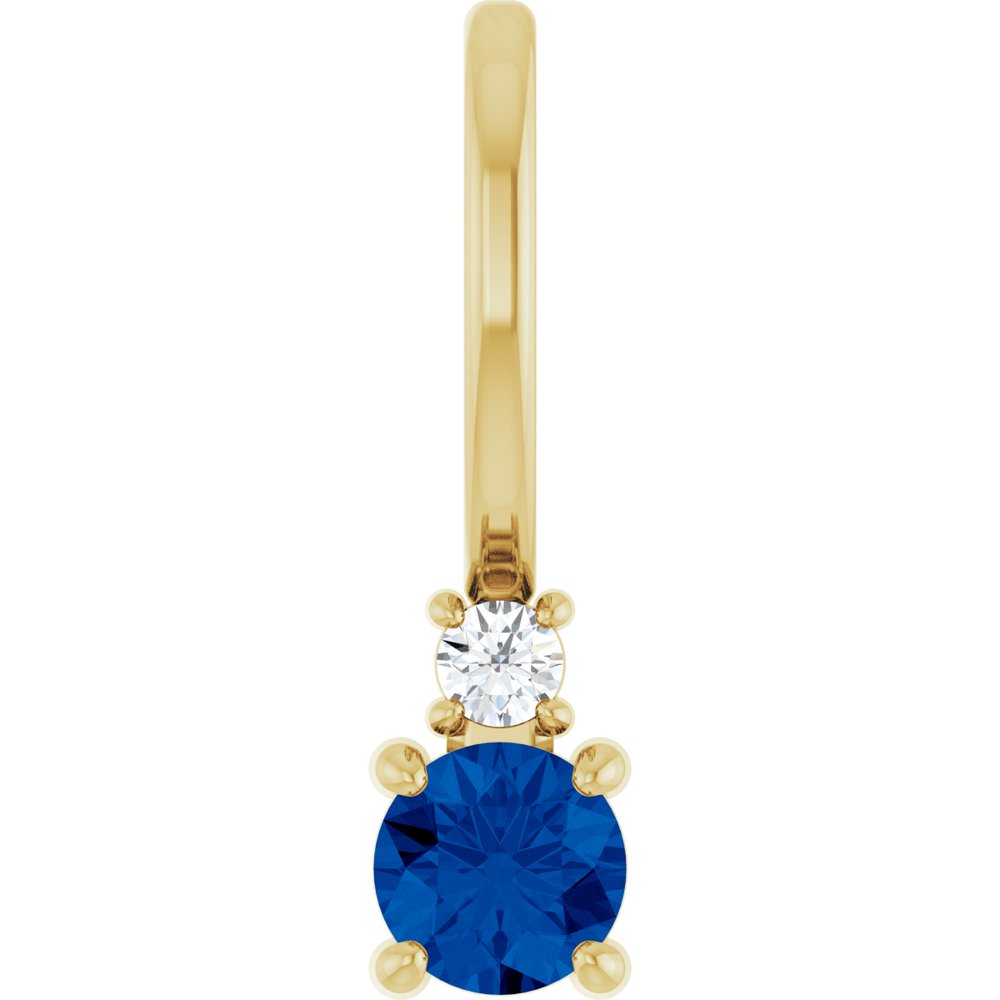 14K Yellow Gold Natural Blue Sapphire & .02 CT Natural Diamond Charm/Pendant