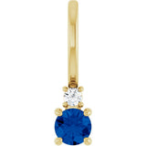 14K Yellow Gold Natural Blue Sapphire & .02 CT Natural Diamond Charm/Pendant