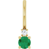 14K Yellow Gold Lab-Grown Emerald & .02 CT Natural Diamond Charm/Pendant