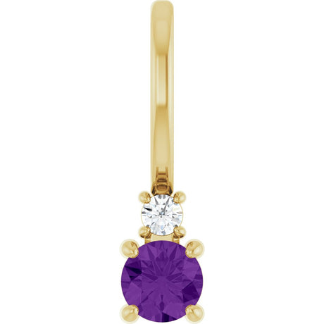 14K Yellow Gold Natural Amethyst & .02 CT Natural Diamond Charm/Pendant