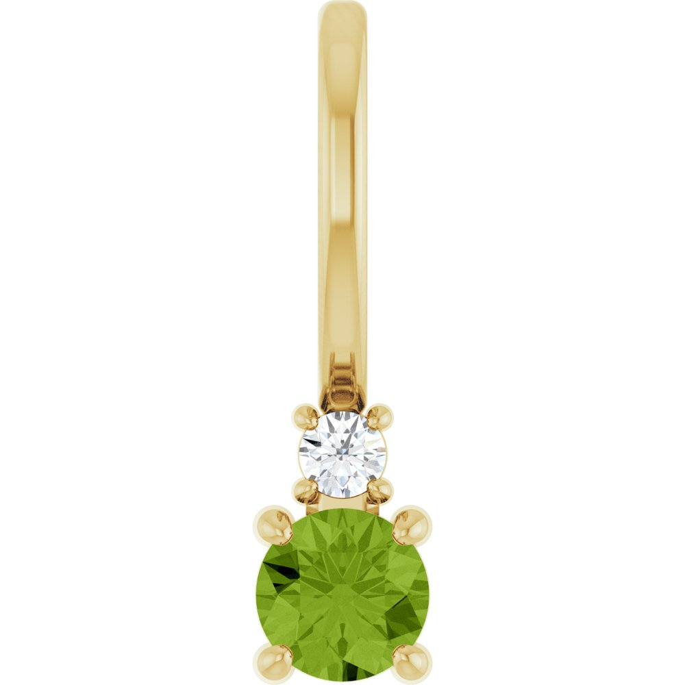 14K Yellow Gold Natural Peridot & .02 CT Natural Diamond Charm/Pendant