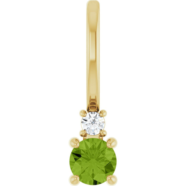 14K Yellow Gold Natural Peridot & .02 CT Natural Diamond Charm/Pendant