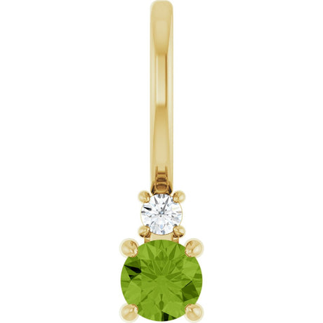 14K Yellow Gold Natural Peridot & .02 CT Natural Diamond Charm/Pendant