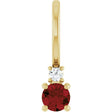 14K Yellow Gold Natural Mozambique Garnet & .02 CT Natural Diamond Charm/Pendant