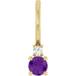 14K Yellow Gold Natural Amethyst & .02 CT Natural Diamond Charm/Pendant
