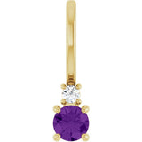 14K Yellow Gold Natural Amethyst & .02 CT Natural Diamond Charm/Pendant