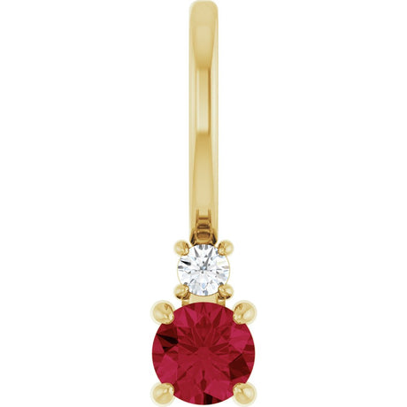14K Yellow Gold Lab-Grown Ruby & .02 CT Natural Diamond Charm/Pendant