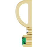 14K Yellow Gold Lab-Grown Emerald & .02 CT Natural Diamond Charm/Pendant