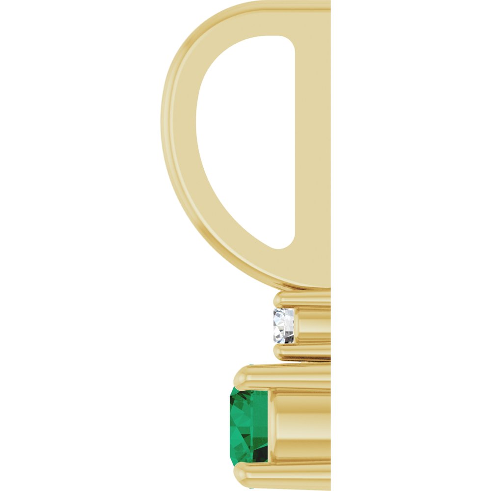 14K Yellow Gold Lab-Grown Emerald & .02 CT Natural Diamond Charm/Pendant