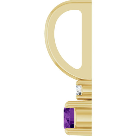 14K Yellow Gold Natural Amethyst & .02 CT Natural Diamond Charm/Pendant