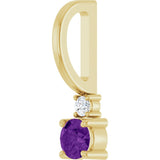 14K Yellow Gold Natural Amethyst & .02 CT Natural Diamond Charm/Pendant