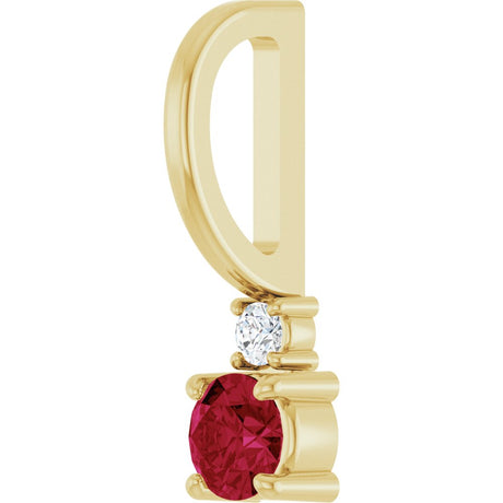 14K Yellow Gold Lab-Grown Ruby & .02 CT Natural Diamond Charm/Pendant