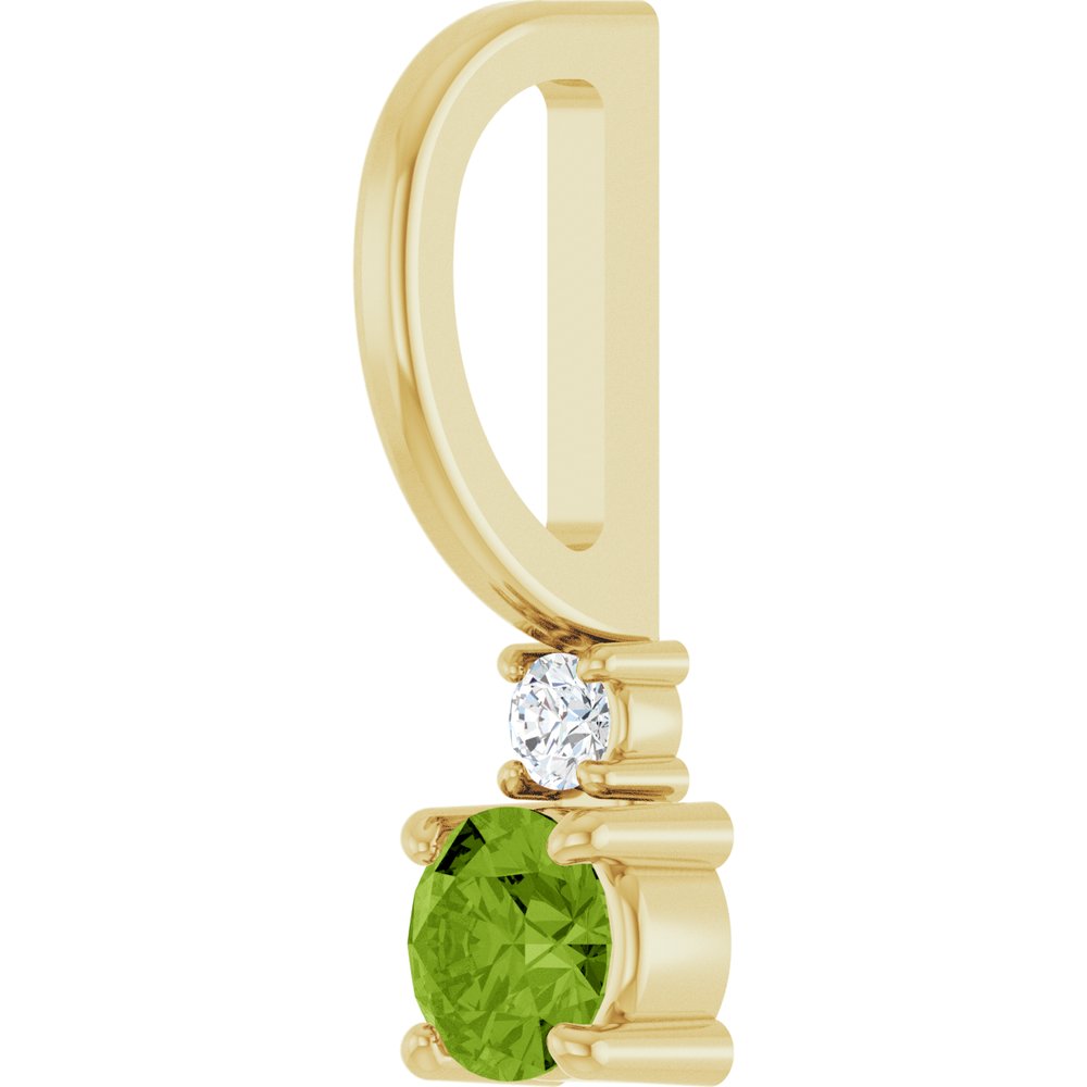 14K Yellow Gold Natural Peridot & .02 CT Natural Diamond Charm/Pendant