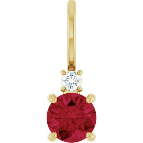 14K Yellow Gold Natural Ruby & .03 CT Natural Diamond Charm/Pendant