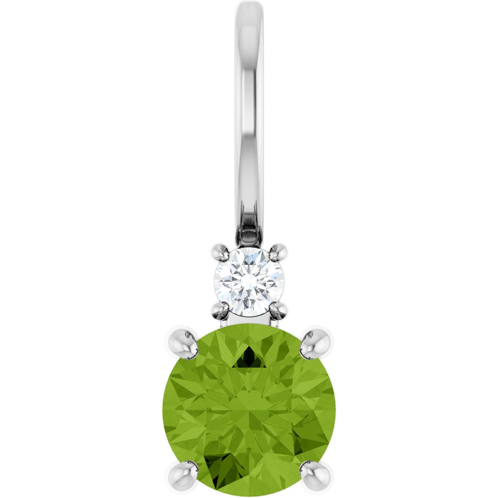 Sterling Silver Natural Peridot & .03 CT Natural Diamond Charm/Pendant