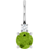 Sterling Silver Natural Peridot & .03 CT Natural Diamond Charm/Pendant