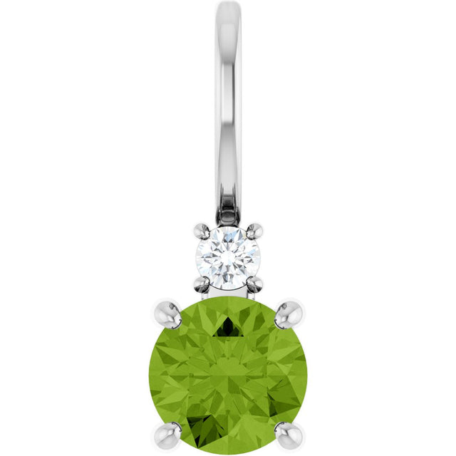 Sterling Silver Natural Peridot & .03 CT Natural Diamond Charm/Pendant