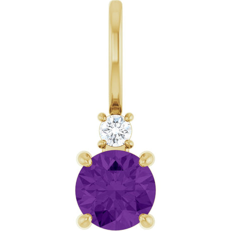 14K Yellow Gold Natural Amethyst & .03 CT Natural Diamond Charm/Pendant