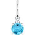 14K White Gold Natural Aquamarine & .03 CT Natural Diamond Charm/Pendant