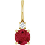 14K Yellow Gold Natural Ruby & .03 CT Natural Diamond Charm/Pendant