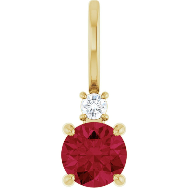 14K Yellow Gold Natural Ruby & .03 CT Natural Diamond Charm/Pendant