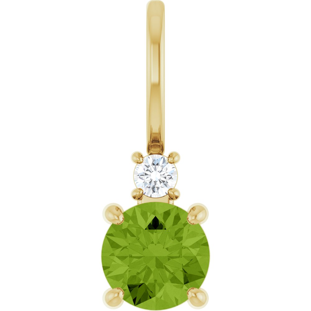 14K Yellow Gold Natural Peridot & .03 CT Natural Diamond Charm/Pendant
