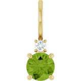 14K Yellow Gold Natural Peridot & .03 CT Natural Diamond Charm/Pendant