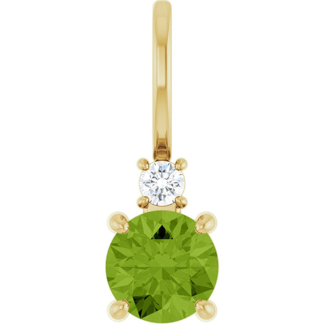 14K Yellow Gold Natural Peridot & .03 CT Natural Diamond Charm/Pendant