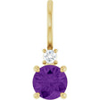 14K Yellow Gold Natural Amethyst & .03 CT Natural Diamond Charm/Pendant
