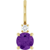 14K Yellow Gold Natural Amethyst & .03 CT Natural Diamond Charm/Pendant
