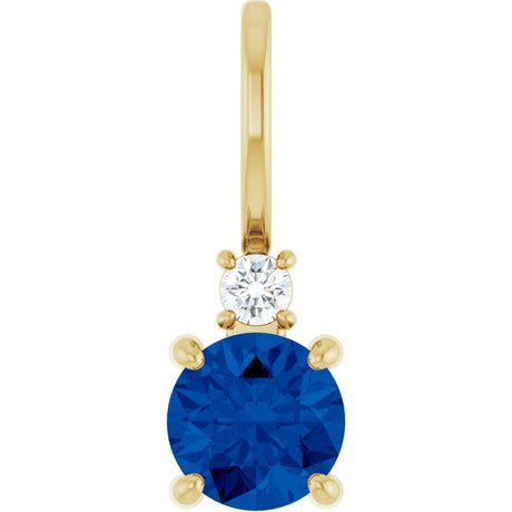 14K Yellow Gold Natural Blue Sapphire & .03 CT Natural Diamond Charm/Pendant