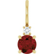 14K Yellow Gold Natural Mozambique Garnet & .03 CT Natural Diamond Charm/Pendant