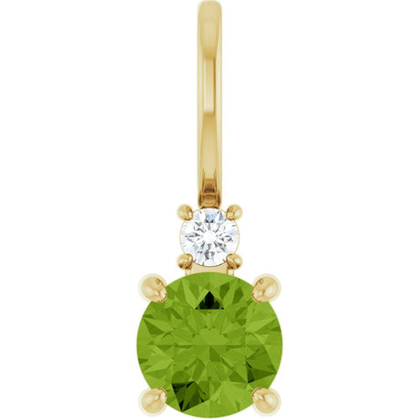 14K Yellow Gold Natural Peridot & .03 CT Natural Diamond Charm/Pendant