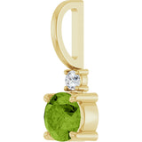 14K Yellow Gold Natural Peridot & .03 CT Natural Diamond Charm/Pendant