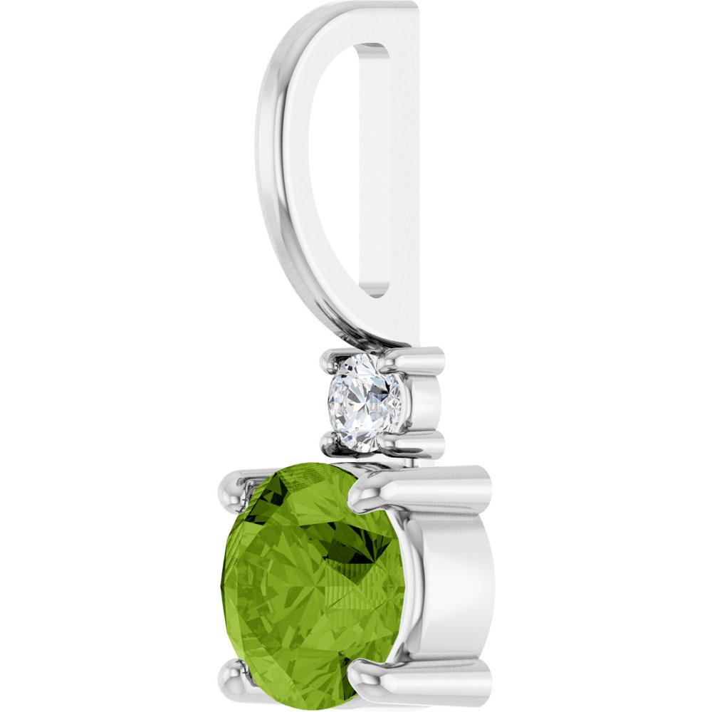 Sterling Silver Natural Peridot & .03 CT Natural Diamond Charm/Pendant