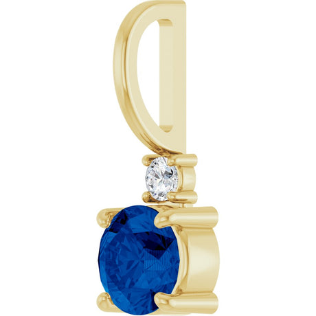 14K Yellow Gold Lab-Grown Blue Sapphire & .03 CT Natural Diamond Charm/Pendant