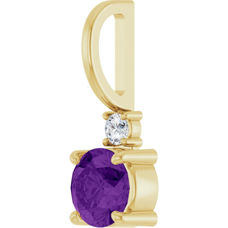 14K Yellow Gold Natural Amethyst & .03 CT Natural Diamond Charm/Pendant