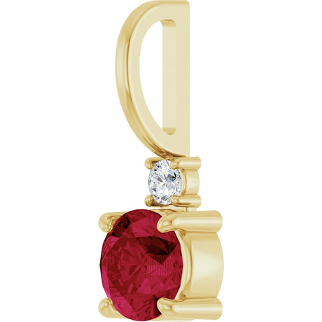 14K Yellow Gold Natural Ruby & .03 CT Natural Diamond Charm/Pendant