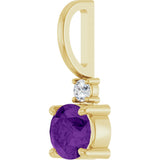 14K Yellow Gold Natural Amethyst & .03 CT Natural Diamond Charm/Pendant