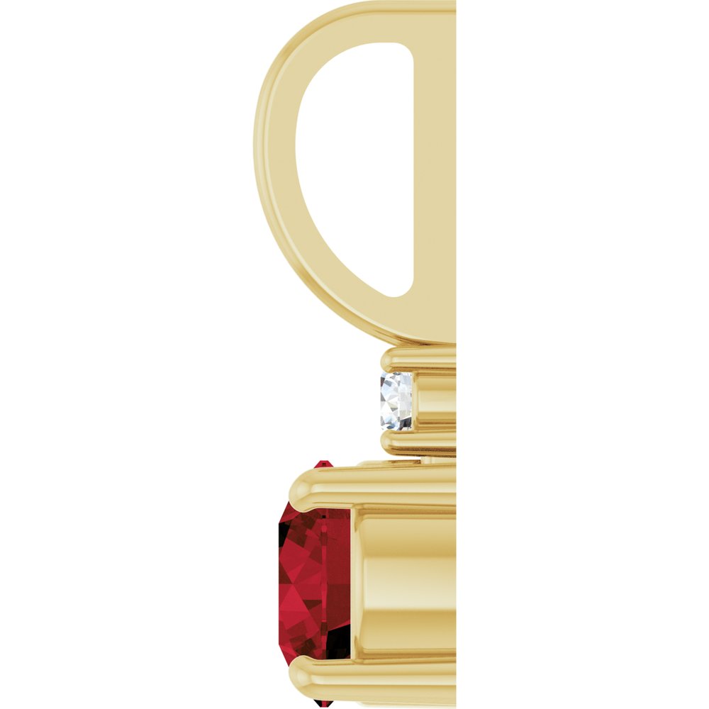 14K Yellow Gold Natural Mozambique Garnet & .03 CT Natural Diamond Charm/Pendant