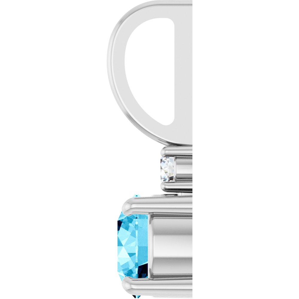 14K White Gold Natural Aquamarine & .03 CT Natural Diamond Charm/Pendant