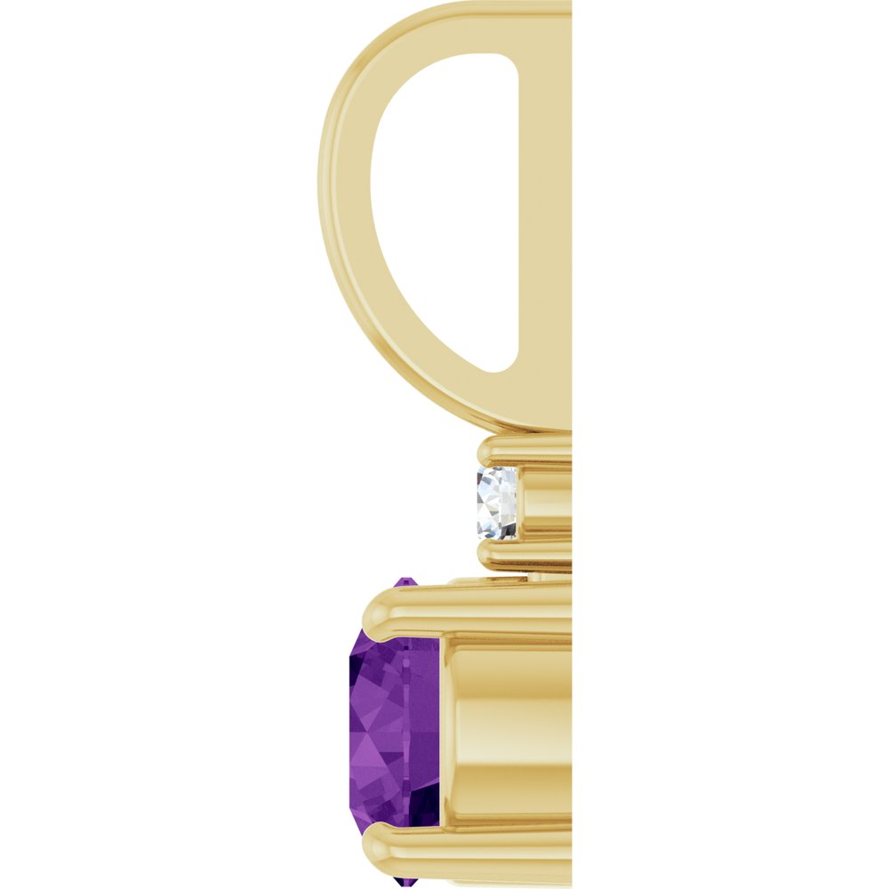 14K Yellow Gold Natural Amethyst & .03 CT Natural Diamond Charm/Pendant