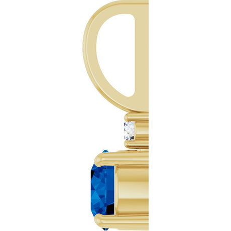 14K Yellow Gold Natural Blue Sapphire & .03 CT Natural Diamond Charm/Pendant