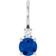 14K White Gold Natural Blue Sapphire & .03 CT Natural Diamond Charm/Pendant