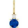14K Yellow Gold Lab-Grown Blue Sapphire & .03 CT Natural Diamond Charm/Pendant