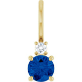 14K Yellow Gold Lab-Grown Blue Sapphire & .03 CT Natural Diamond Charm/Pendant