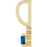 14K Yellow Gold Natural Blue Sapphire & .02 CT Natural Diamond Charm/Pendant